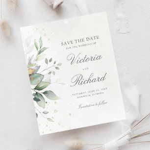 Lámina Eucalyptus Botanical Gold Greenery Save The Date