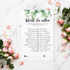 Lámina Eucalyptus Bridal Shower Game