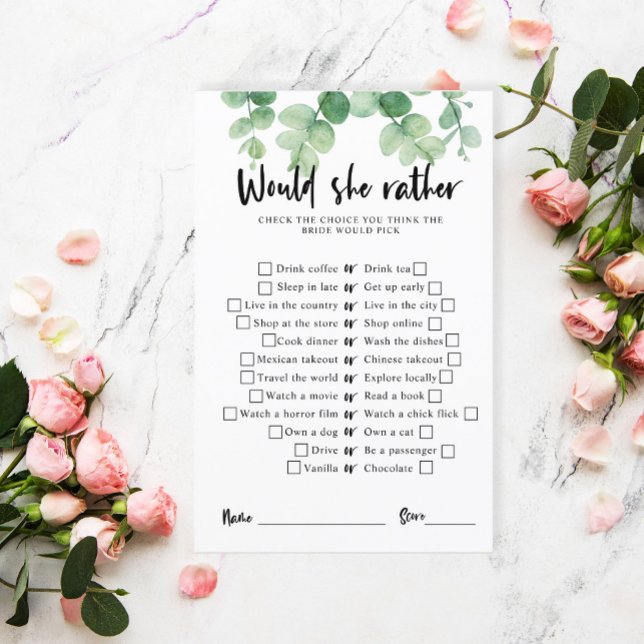 Lámina Eucalyptus Bridal Shower Game (Subido por el creador)