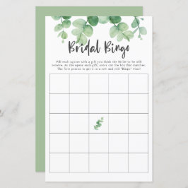 Lámina Eucalyptus Bridal Shower Game Bingo Greenery Moda
