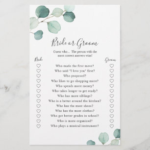 Lámina Eucalyptus Bride Groom Juego Rustic Bridal Shower