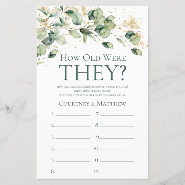 Lámina Eucalyptus Cuán Viejos Eran Los Juegos De Ducha De (Anverso)