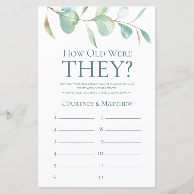 Lámina Eucalyptus Cuán Viejos Eran Los Juegos De Ducha De (Anverso)