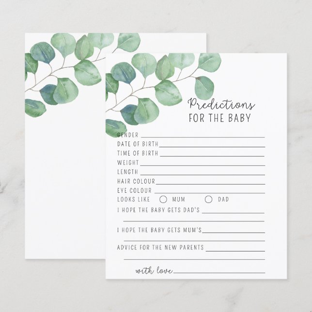 Lámina Eucalyptus de Verdor - juego de predicciones y con (Anverso / Reverso)