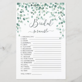 Lámina Eucalyptus deja el juego de ducha de novia de Word