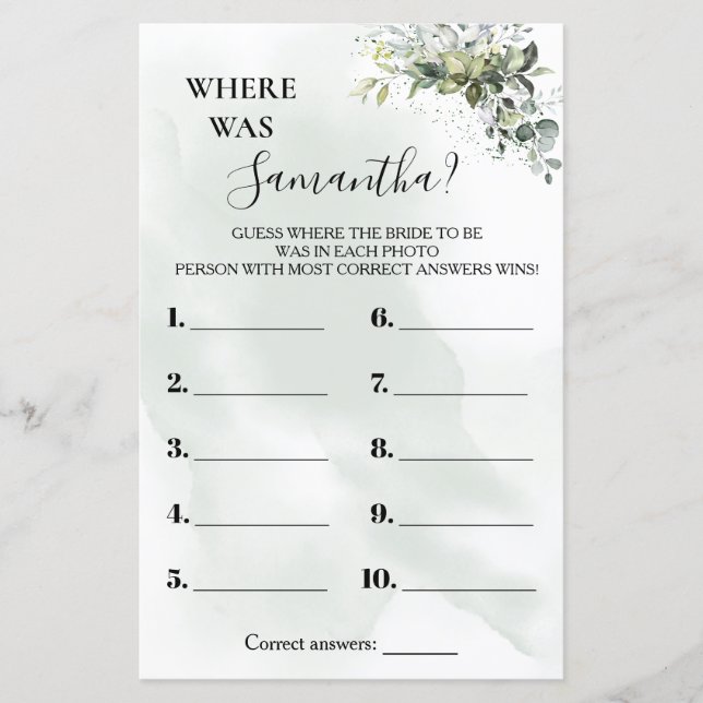 Lámina Eucalyptus Dónde estaba Ella ducha juego bilingüe (Anverso)