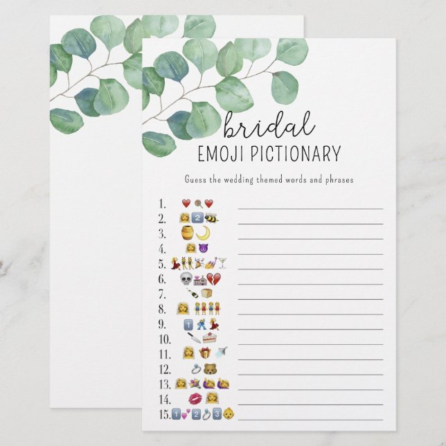 Lámina Eucalyptus - emoji de ducha de novia juego de picn (Anverso / Reverso)
