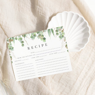 Lámina Eucalyptus Green Watercolor Bridal Shower Receta