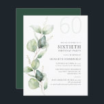 Lámina Eucalyptus Greenery 60th Birthday Party Invitation<br><div class="desc">Podría ser un fiesta sorprendente u otro decenio especial logrado. Esta invitación a la fiesta de cumpleaños número 60, que incluye diseño de vegetación eucalipto con tipografía popular moderna, puede ser fácilmente editada para adaptarse a cualquier celebración de cumpleaños o aniversario. Puede cambiar la redacción, los detalles de cumpleaños y...</div>