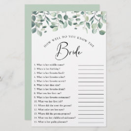 Lámina Eucalyptus Greenery Bridal Shower Game