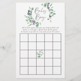 Lámina Eucalyptus Lavender Greenery Baby Shower Bingo