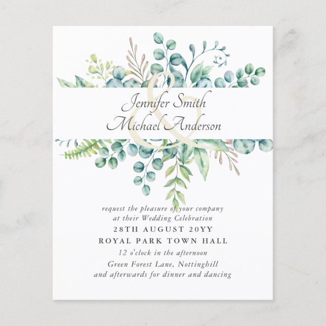 Lámina Eucalyptus moderno Boda Ampersand Greenery (Anverso)