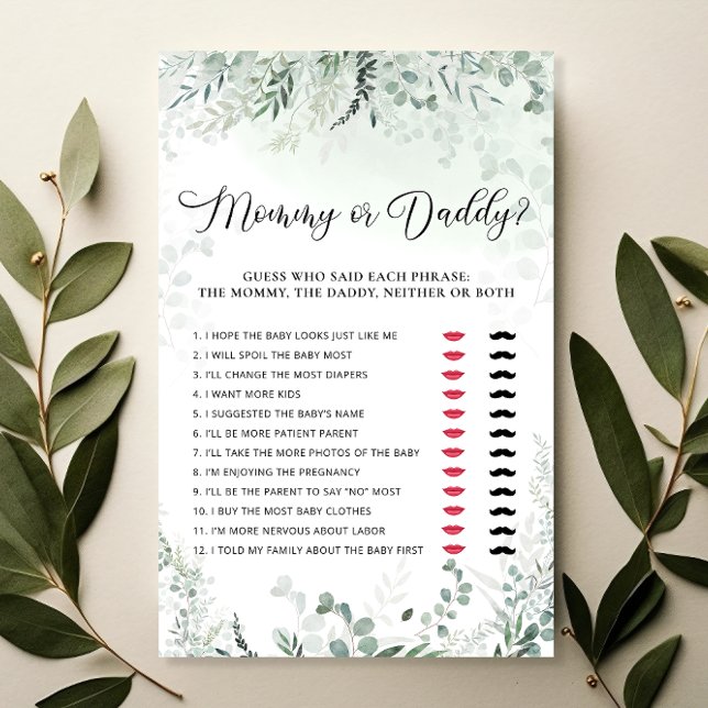 Lámina Eucalyptus Mommy o Daddy Baby Shower Game (Subido por el creador)