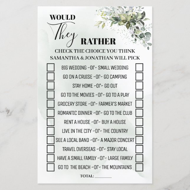 Lámina Eucalyptus ¿Prefieren ducharse de un juego bilingü (Anverso)