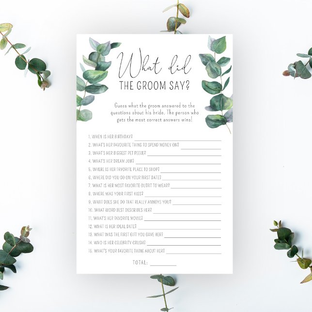 Lámina Eucalyptus - ¿Qué dijo el novio del juego de novia (Subido por el creador)