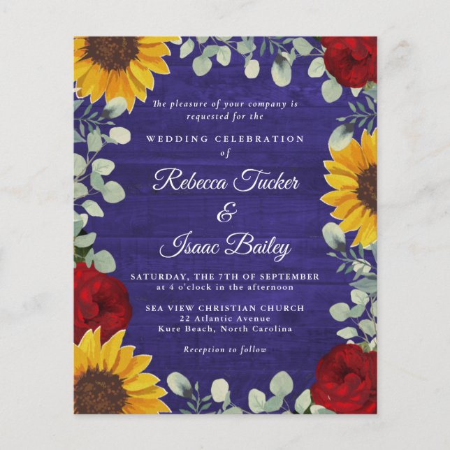 Lámina Eucalyptus Rosa Boda Presupuestario de Madera Azul (Anverso)
