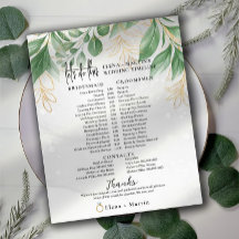 Eucalyptus + Script Text Wedding Day Timeline