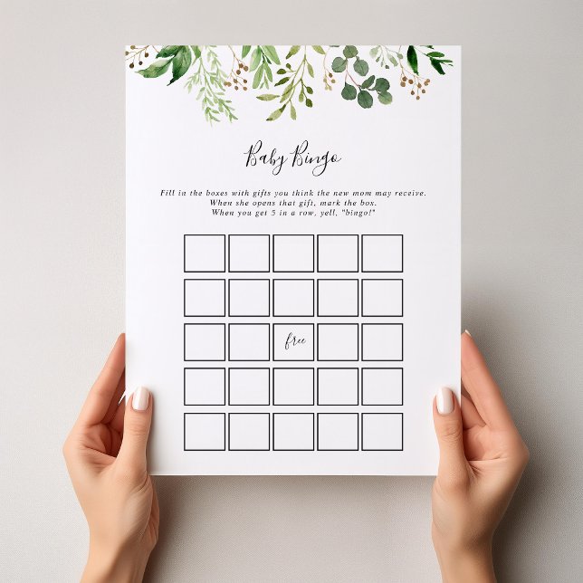 Lámina Eucalyptus Simple Floral Bebé Bingo Ducha Juego (Subido por el creador)