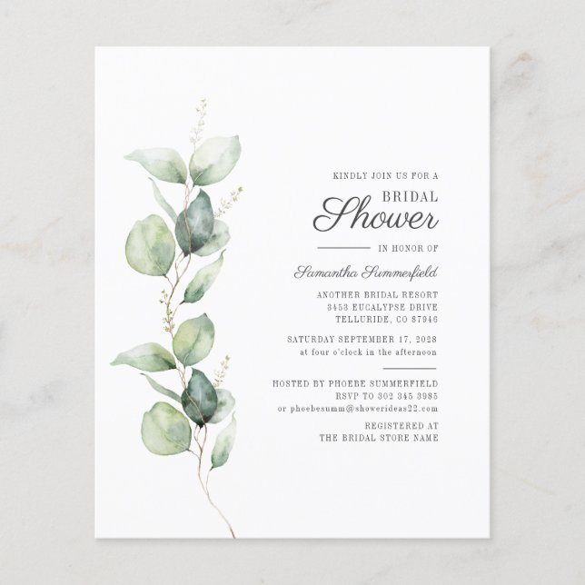 Lámina Eucalyptus Suculent Bridal Shower Invitación (Anverso)