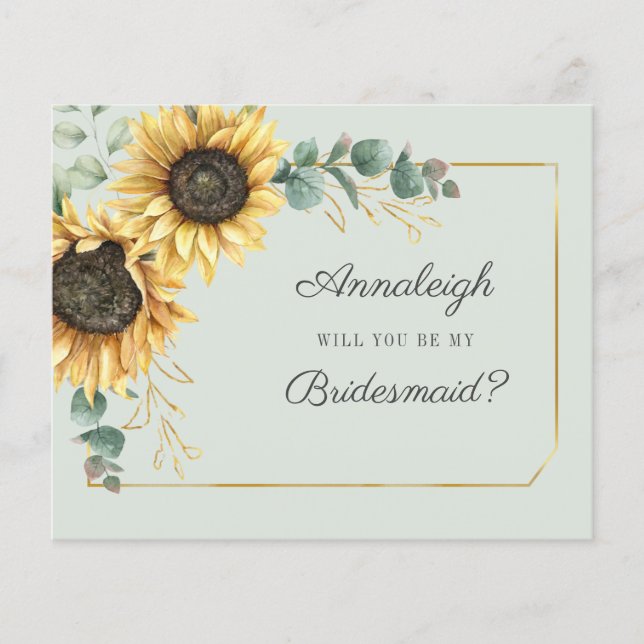 Lámina Eucalyptus Sunflower Be my Bridesmaid (Anverso)