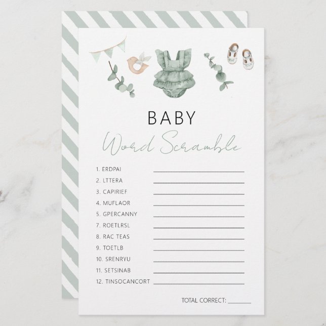 Lámina Eucalyptus Verde Bebé Chica Ducha Juego de estrang (Anverso / Reverso)