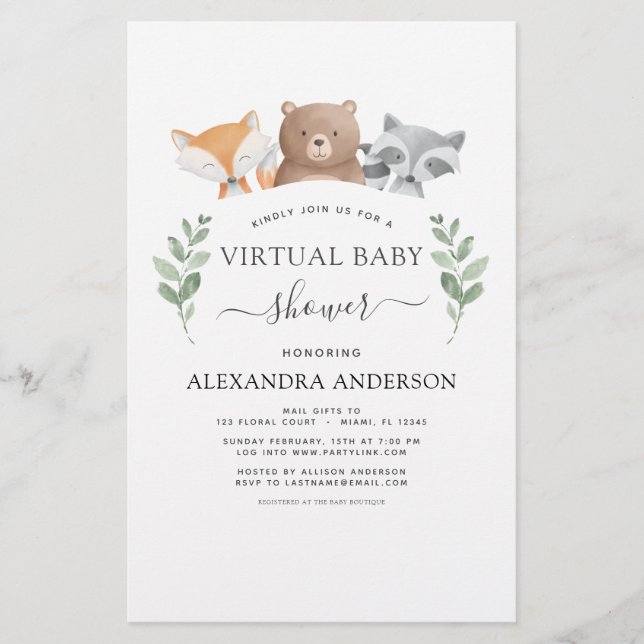 Lámina Eucalyptus virtual de Baby Shower de presupuesto (Anverso)