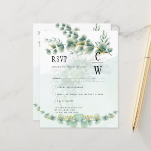 Lámina Eucalyptus Wedding RSVP Código Qr Verde Moderno