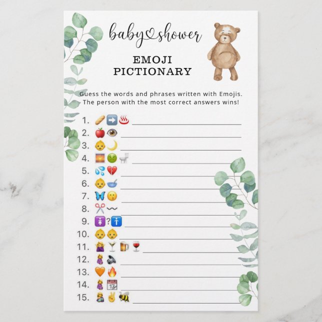 Lámina Eucalyptus woodland juego de imagen de Emoji bebé  (Anverso)