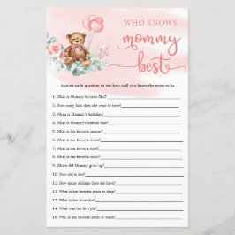 Lámina Eucalyptus Wreath Teddy Bear Baby Shower game