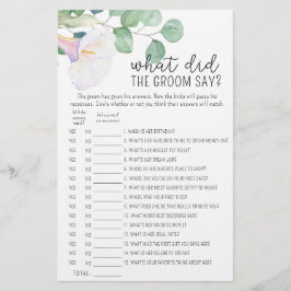 Lámina Eucalyptus y calla - ¿Qué dijo el novio del juego?