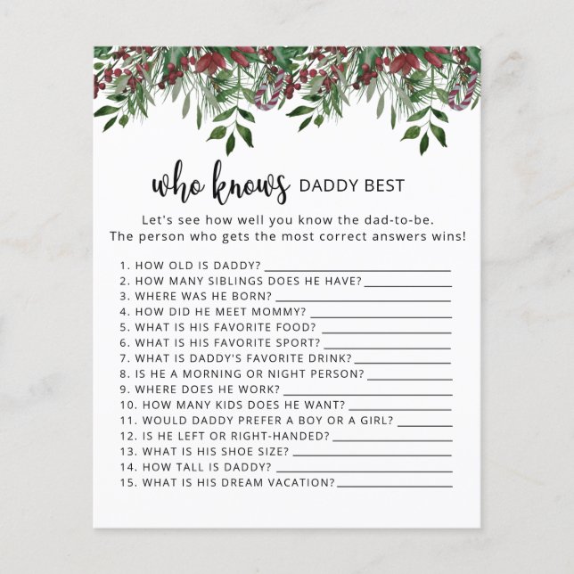 Lámina Evergreen Quién conoce el mejor juego de papá (Anverso)