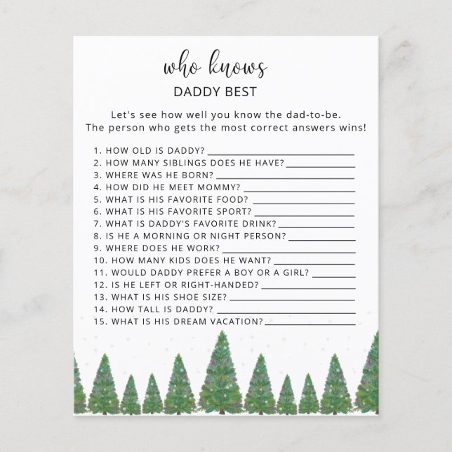 Lámina Evergreen Quién conoce el mejor juego de papá (Anverso)