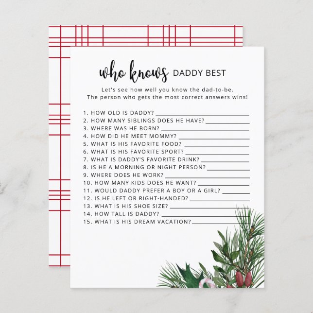 Lámina Evergreen Quién conoce el mejor juego de papá (Anverso / Reverso)