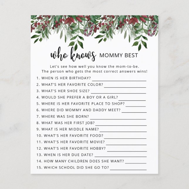 Lámina Evergreen Quién conoce mejor a mamá (Anverso)