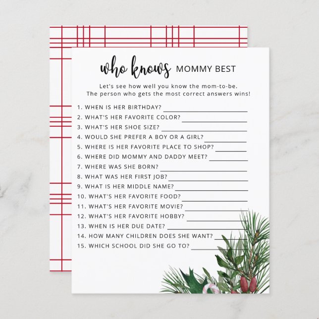 Lámina Evergreen Quién conoce mejor a mamá (Anverso / Reverso)