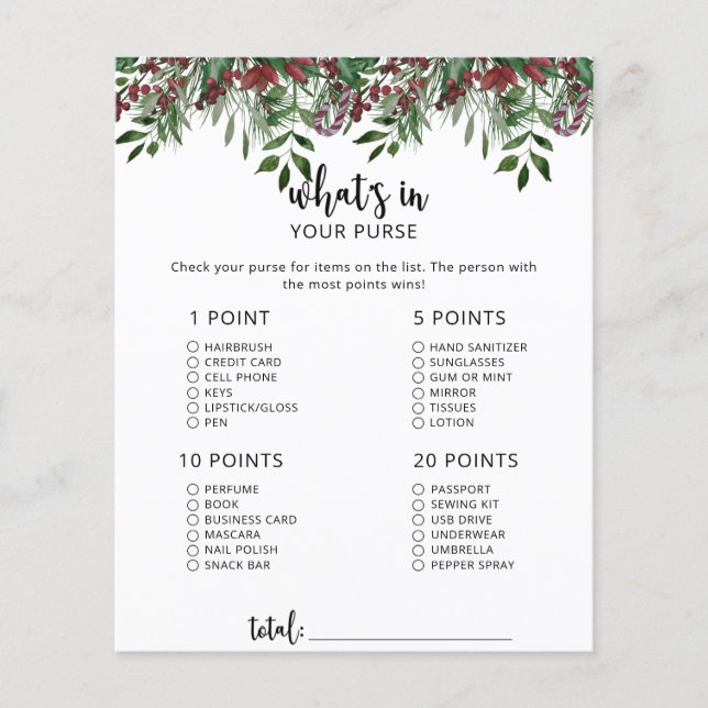 Lámina Evergreen Whats en tu juego de bolsos (Anverso)