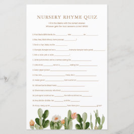 Lámina Examen de rimas infantiles para Baby Shower Boho C