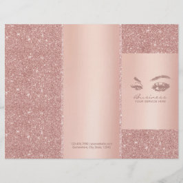 Lámina Eyelash Makeup Artista Rosa Salón Oro Tri-Fold
