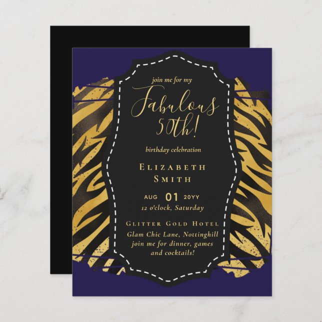 Lámina Fabuloso 50 cumpleaños Glam Chick Invitenis (Anverso / Reverso)