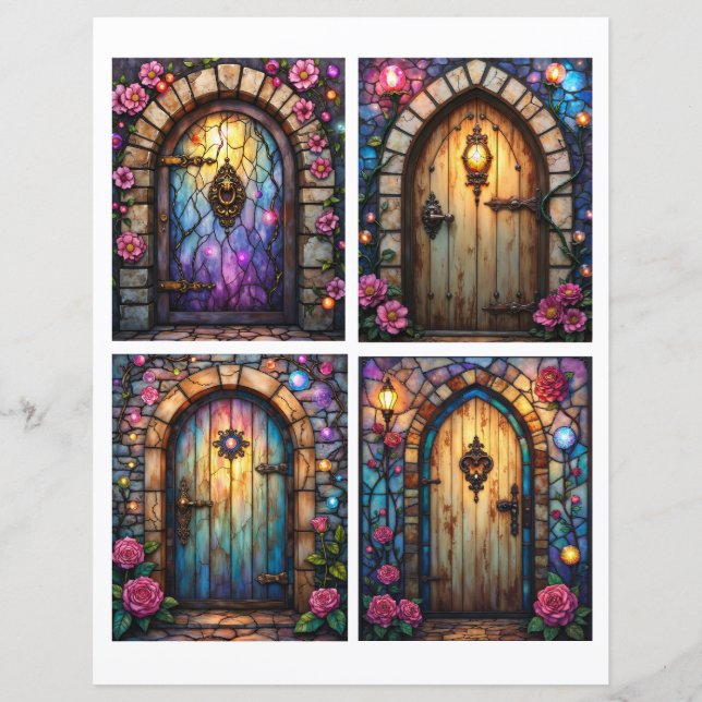 Lámina Fairy door scenes ephemera card cutouts (Anverso)