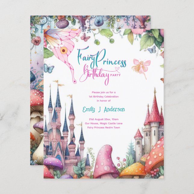 Lámina Fairy Princess Fiesta Magthday Bash (Anverso / Reverso)