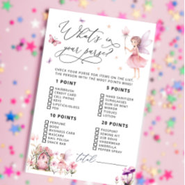 Lámina Fairy What's in Your Purse Baby Shower Game