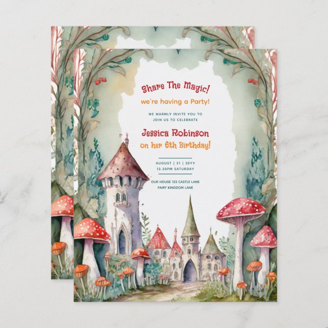 Lámina Fairytale Castle Fairycore Princesa Chica de cumpl (Anverso / Reverso)