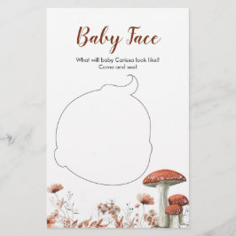 Lámina Fall Boho Mushroom Floral Baby Shower Baby Face