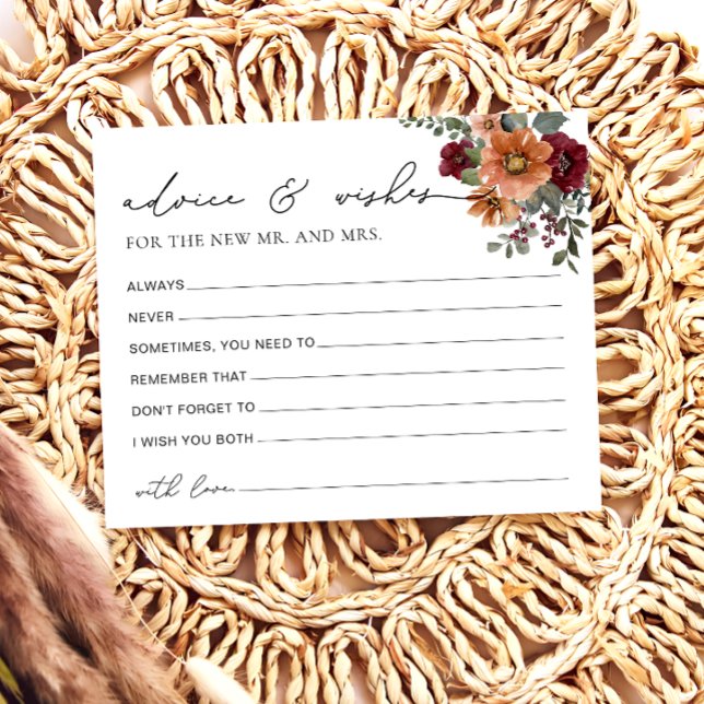 Lámina Fall Floral Advance and Wire Bridal Shower Card (Subido por el creador)