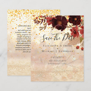 Lámina Fall Floral SAVE DATES Terracotta Burgundy Red