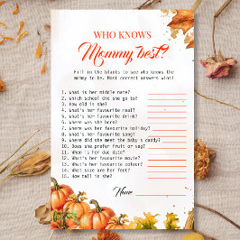 Lámina Fall Harvest Mommy Best Baby Shower Game