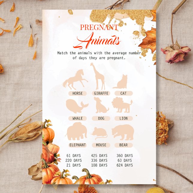 Lámina Fall Harvest Pregnant Animals Juego de Baby Shower (Subido por el creador)