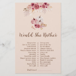 Lámina Fall In love Would She Rather Bridal Shower Game