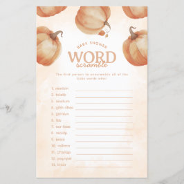 Lámina Fall Pumpkin Baby Shower Word Scramble Game